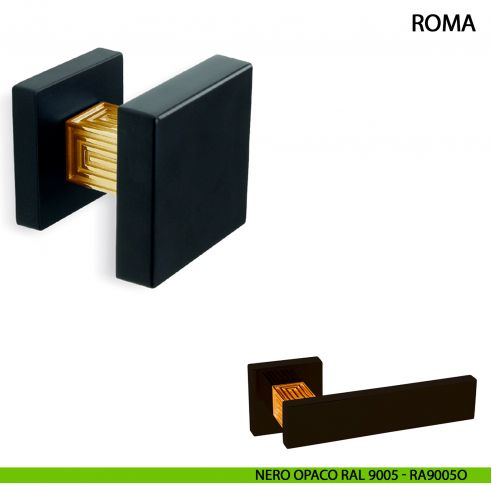 Pomolo fisso per porta Roma Comit 60x60 mm nero opaco