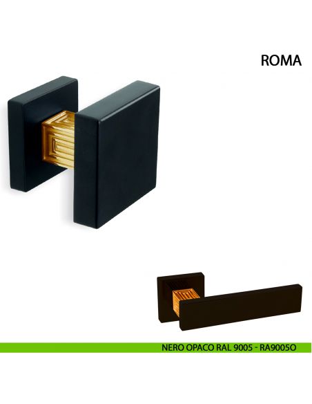 Pomolo fisso per porta Roma Comit 60x60 mm nero opaco