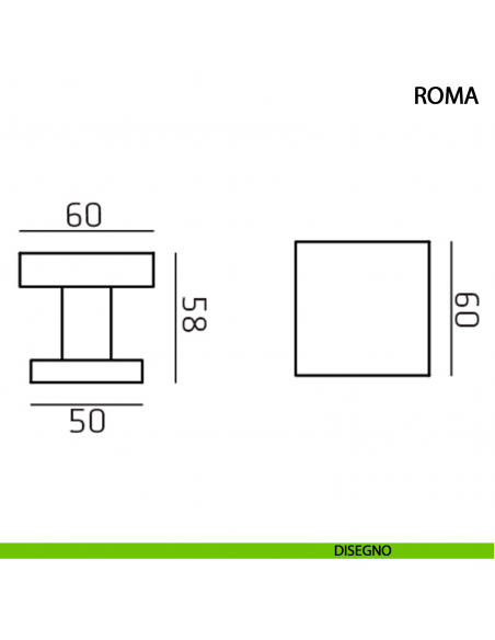 Pomolo fisso per porta Roma Comit 60x60 mm disegno