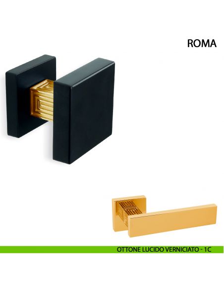 Pomolo girevole per porta Roma Comit 60x60 mm ottone lucido