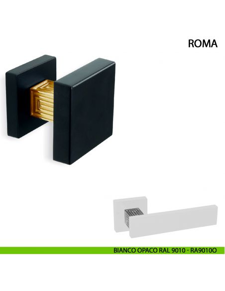 Pomolo girevole per porta Roma Comit 60x60 mm bianco opaco