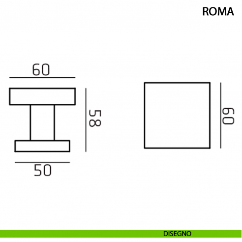 Pomolo girevole per porta Roma Comit 60x60 mm disegno