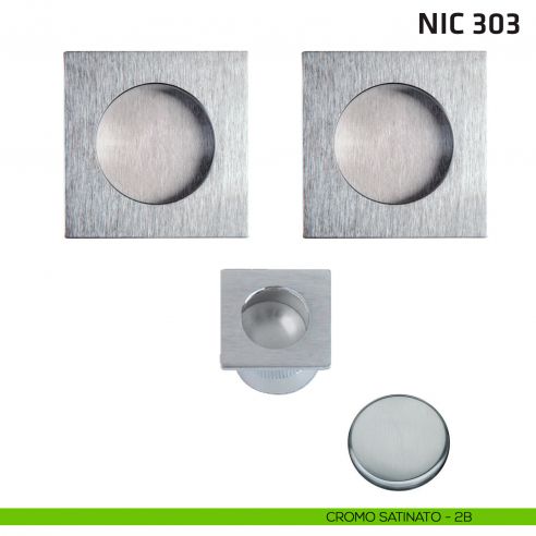 Kit quadrato cieco + trascinatore NIC 303 cromo satinato