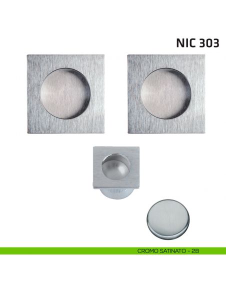 Kit quadrato cieco + trascinatore NIC 303 cromo satinato