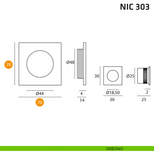 Kit quadrato foro chiave + trascinatore NIC 303 disegno