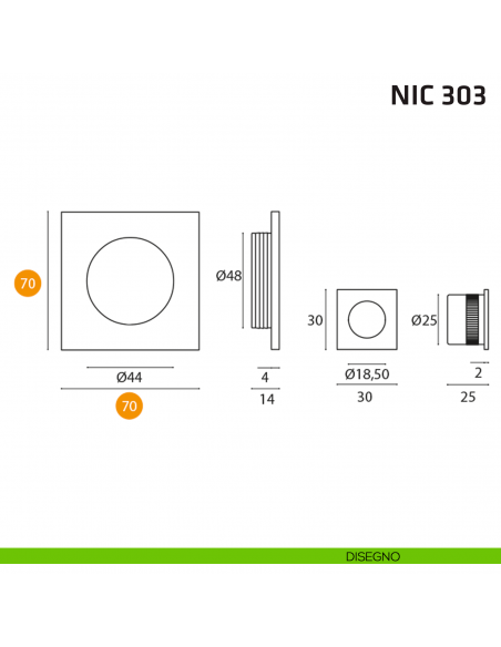 Kit quadrato foro chiave + trascinatore NIC 303 disegno