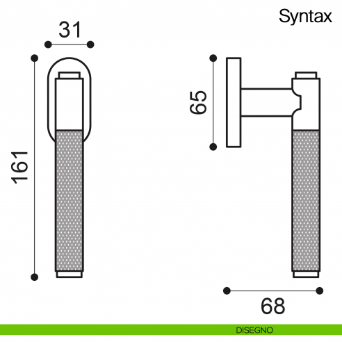 Maniglia martellina DK per finestra Syntax Manital - disegno