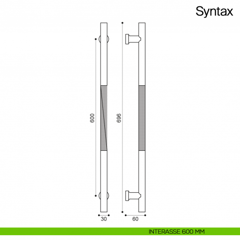 Maniglione per porta Syntax Manital dimensione 696 mm