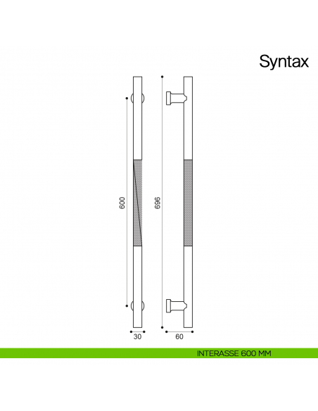 Maniglione per porta Syntax Manital dimensione 696 mm