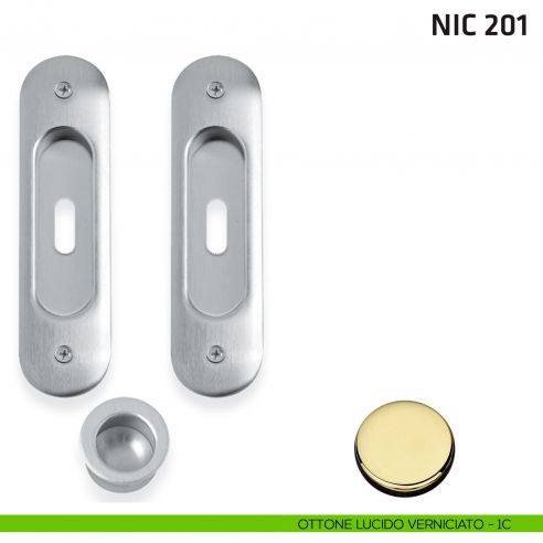 Kit ovale foro chiave + trascinatore NIC 201 ottone lucido verniciato