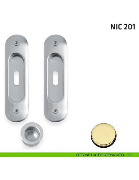 Kit ovale foro chiave + trascinatore NIC 201 ottone lucido verniciato
