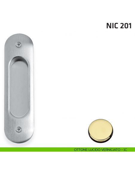 Maniglia incasso ovale cieca NIC 201 ottone lucido verniciato