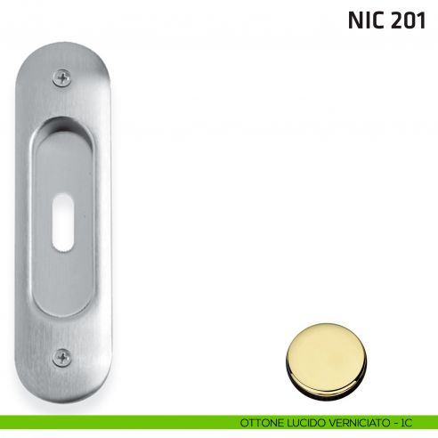 Maniglia incasso ovale foro chiave NIC 201 ottone lucido verniciato
