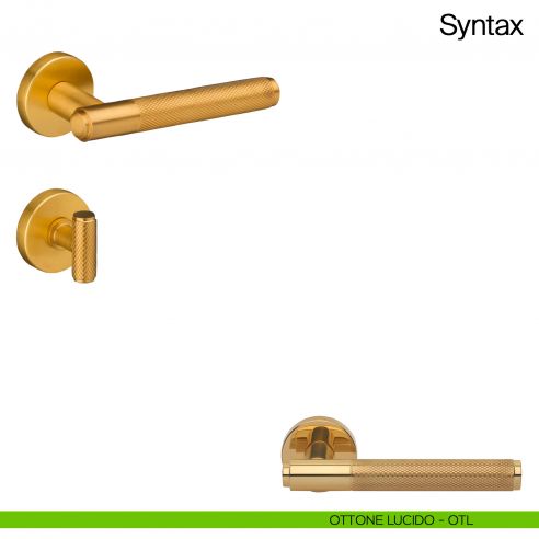 Maniglia per porta con nottolino Syntax Manital - ottone lucido