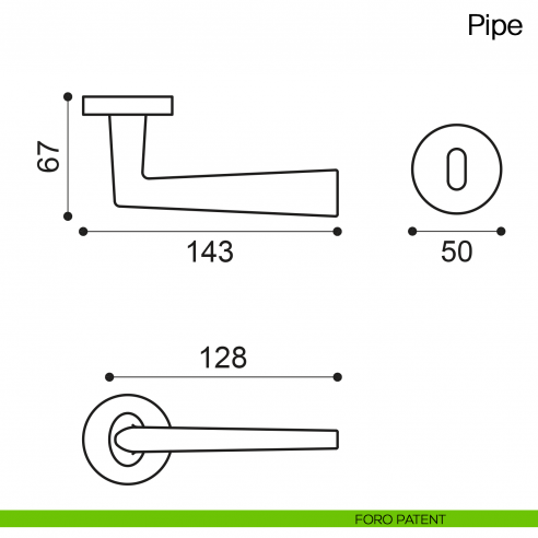 Maniglia per porta Pipe Manital - foro patent