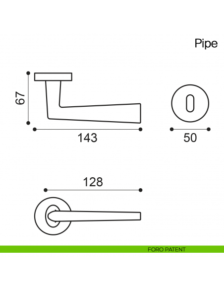 Maniglia per porta Pipe Manital - foro patent