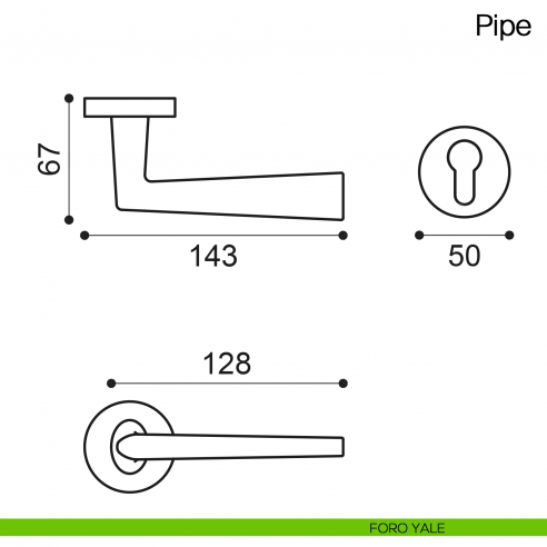 Maniglia per porta Pipe Manital - foro yale