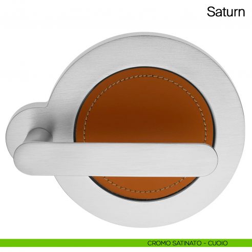 Maniglia per porta Saturn Manital - cromato satinato/cuoio