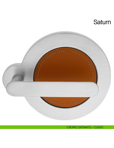 Maniglia per porta Saturn Manital - cromato satinato/cuoio