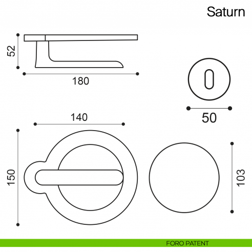 Maniglia per porta Saturn Manital - foro patent