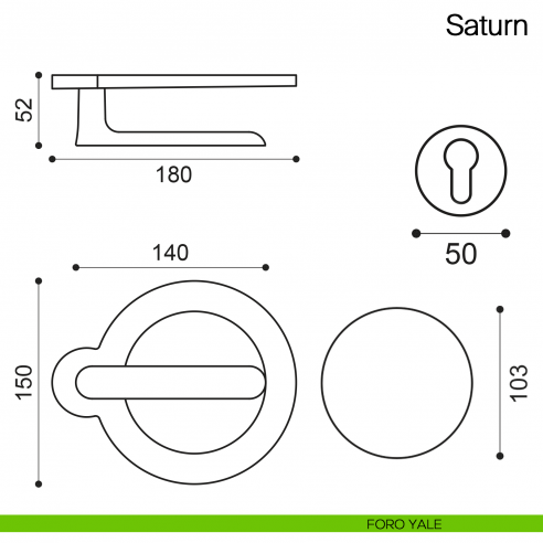 Maniglia per porta Saturn Manital - foro yale