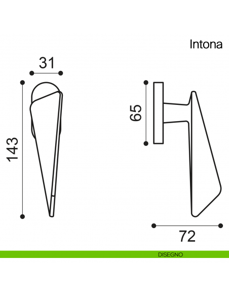 Maniglia martellina DK per finestra Intona Manital - disegno