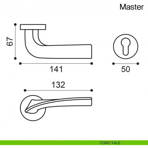 Maniglia per porta Master Manital - foro yale