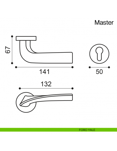 Maniglia per porta Master Manital - foro yale