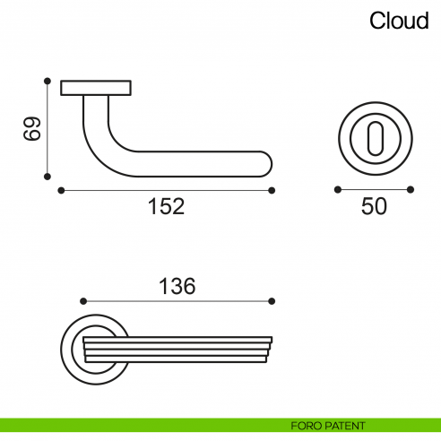 Maniglia per porta Cloud Manital - foro patent