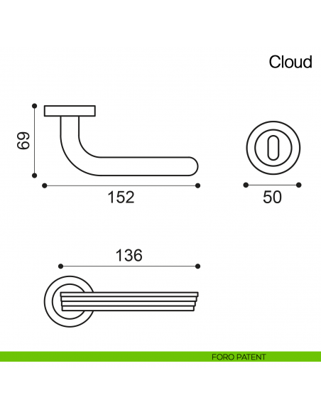Maniglia per porta Cloud Manital - foro patent