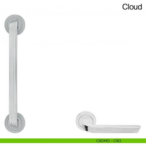 Maniglione per porta Cloud Manital con rosette - cromato lucido