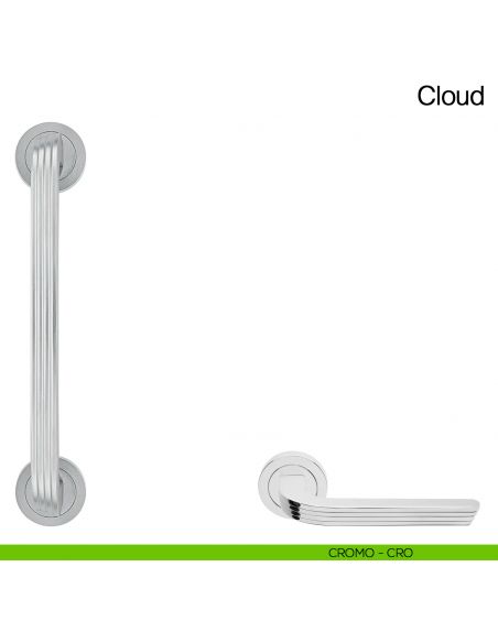 Maniglione per porta Cloud Manital con rosette - cromato lucido