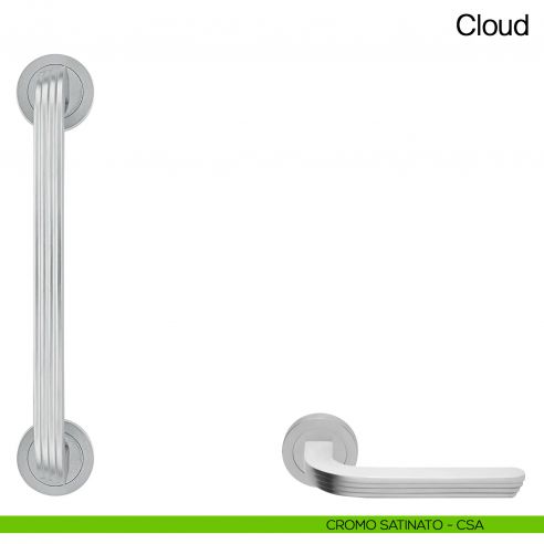 Maniglione per porta Cloud Manital con rosette - cromato satinato