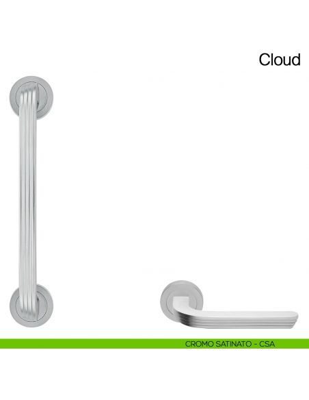 Maniglione per porta Cloud Manital con rosette - cromato satinato