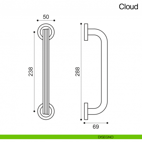 Maniglione per porta Cloud Manital con rosette