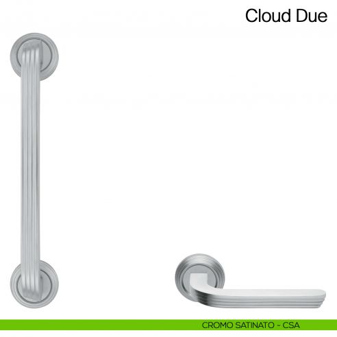 Maniglione per porta Cloud Due Manital con rosette - cromato satinato