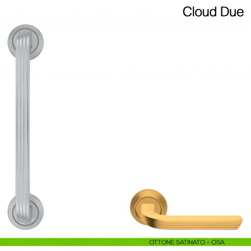 Maniglione per porta Cloud Due Manital con rosette - ottone satinato
