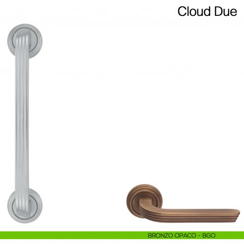 Maniglione per porta Cloud Due Manital con rosette - bronzato opaco