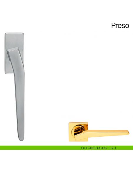 Maniglia martellina DK per finestra Preso Manital - ottone lucido