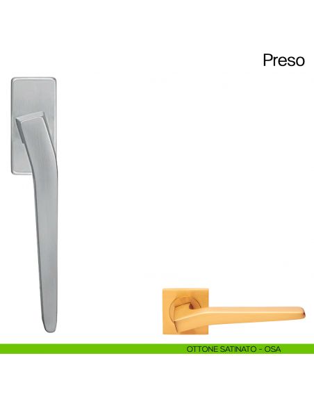 Maniglia martellina DK per finestra Preso Manital - ottone satinato