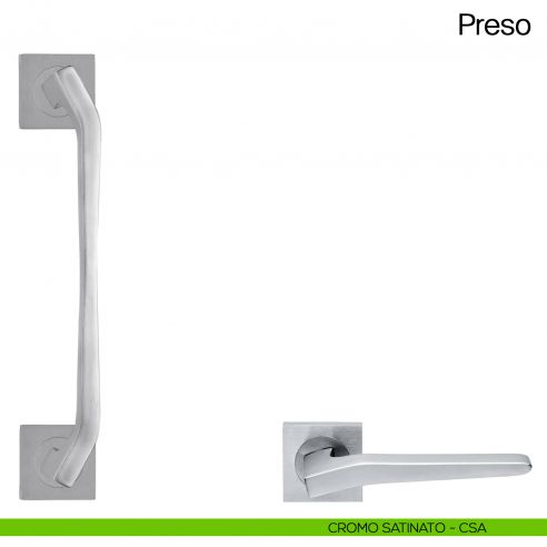 Maniglione per porta Preso Manital con rosette - cromato satinato