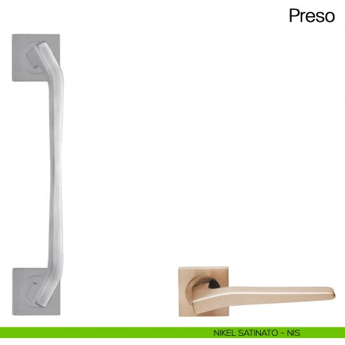 Maniglione per porta Preso Manital con rosette - nikel satinato