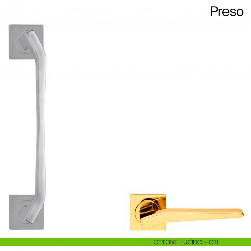 Maniglione per porta Preso Manital con rosette - ottone lucido