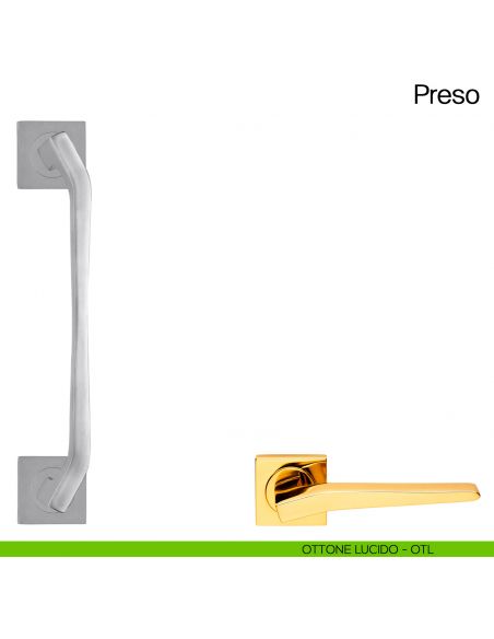 Maniglione per porta Preso Manital con rosette - ottone lucido