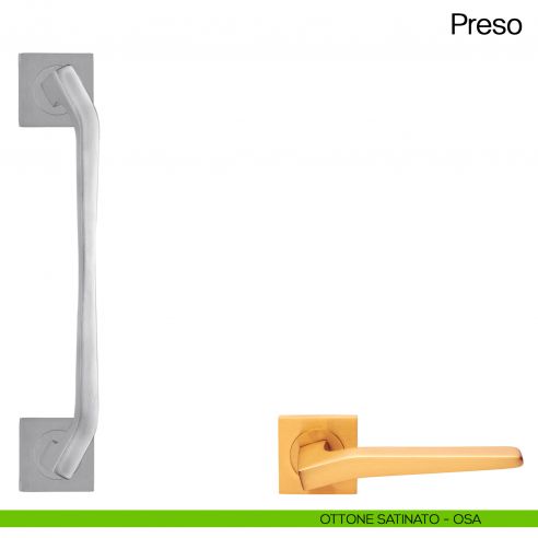 Maniglione per porta Preso Manital con rosette - ottone satinato