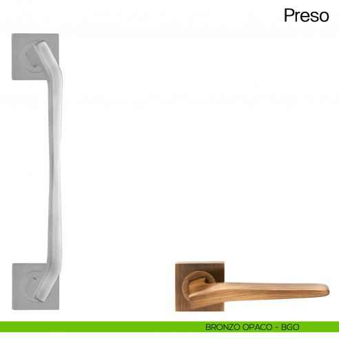 Maniglione per porta Preso Manital con rosette - bronzato opaco