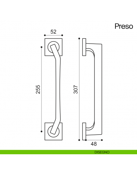 Maniglione per porta Preso Manital con rosette - disegno