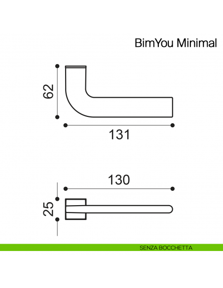 Maniglia per porta Bimyou Minimal Manital con rosetta minimale - senza bocchetta
