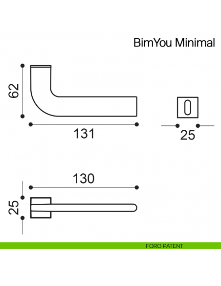 Maniglia per porta Bimyou Minimal Manital con rosetta minimale - foro patent