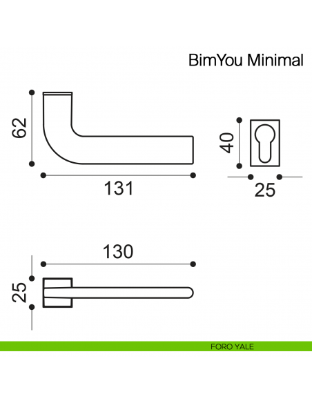 Maniglia per porta Bimyou Minimal Manital con rosetta minimale - foro yale